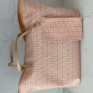 Fendi Pink Zucchino Jacquard Tote